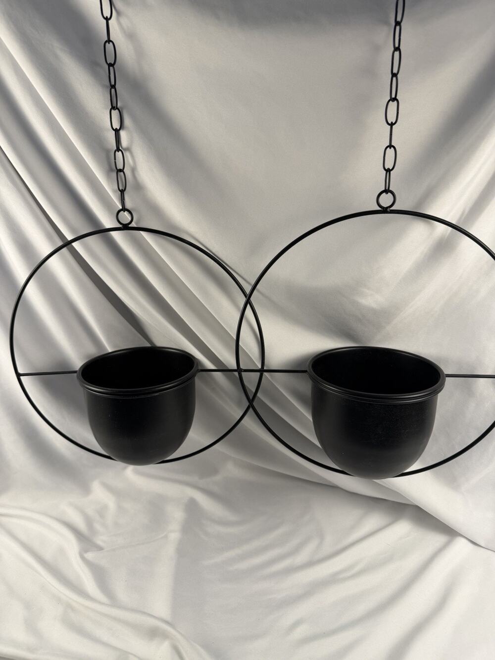 2 Hanging Ceiling Metal Plant Pot Holder 6 Inch Black Indoor Garden